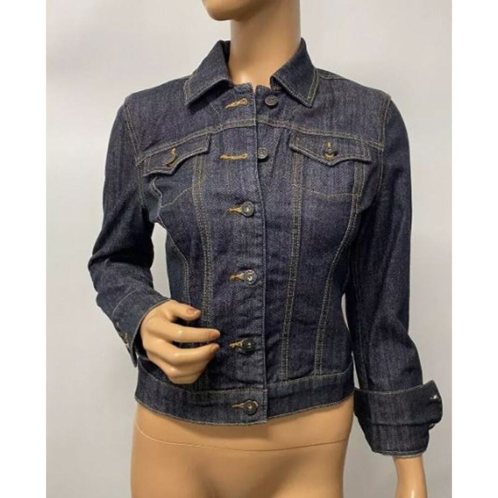 Liz Claiborne Womens Denim Button-Up Jacket Long‎ Sleeve Collared Size M Blue